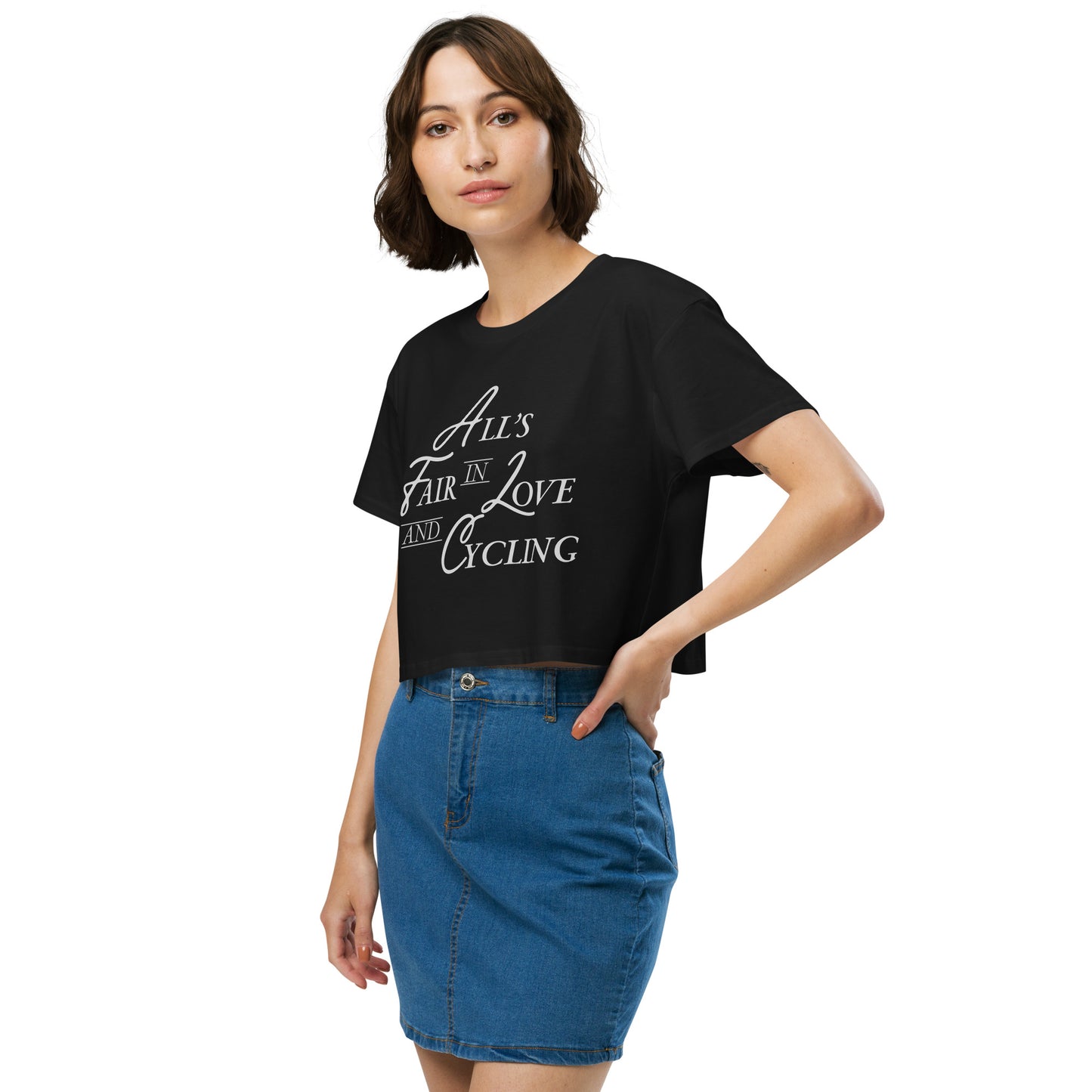 All's Fair Script - Women’s Black Crop Top