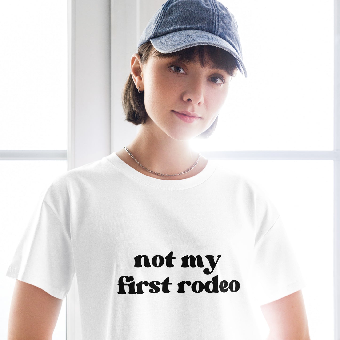 Not My First Rodeo - White Crop Top Tee