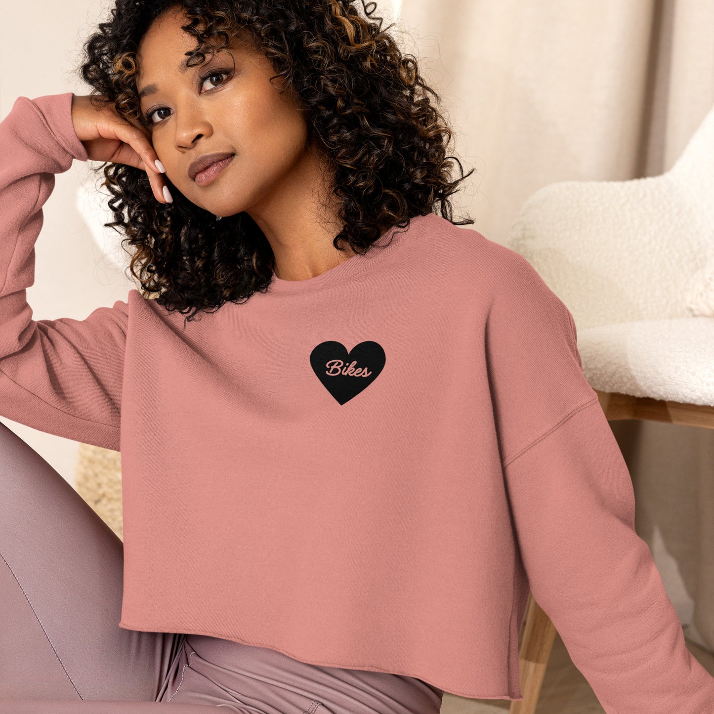 Black Heart - Bikes Women's Cropped Sweatshirt